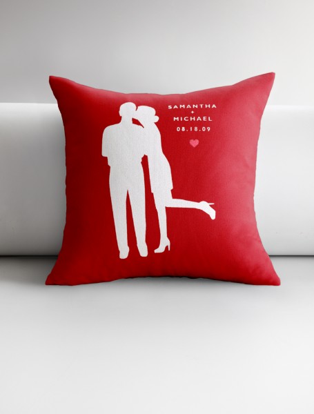 personalized couple silhouette throw pillow cover