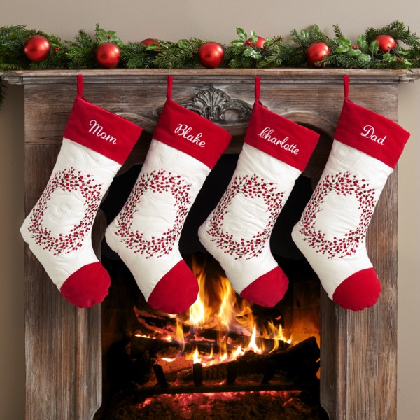 Holiday Berry Wreath Stocking