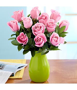 One Dozen Long Stemmed Pink Roses